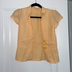Vintage Short-Sleeve Yellow Top with Buttons